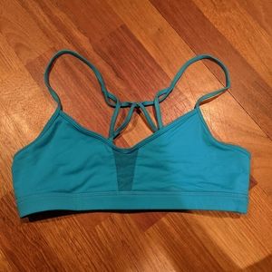 Alo yoga blue bra with cross cross/mesh Sz S